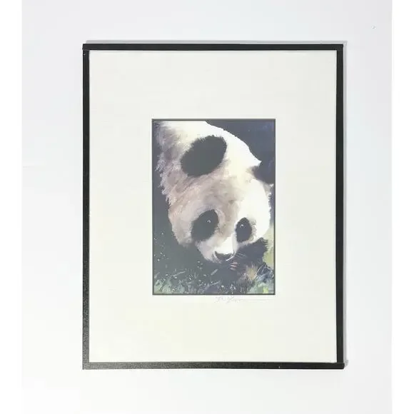 Dong Liang Yuan Set of 4 Framed & Matted Small Signed “Panda” Prints 10”X8”